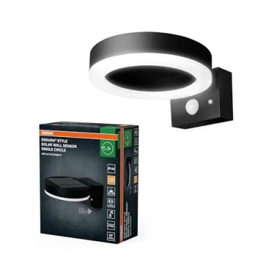 Immagine di OSRAM HOMELIGHTING ENDURA Style Solar Wall Sensor Single Circle 6W Black 4099854455568 Lampada da parete per esterni a LED