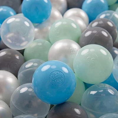 Immagine di KiddyMoon 700 Palline/7Cm Palline Morbide Colorate Per Piscina Bambini Fatto In EU, Perla/Grigio/Trasparente/Azzurro/Menta