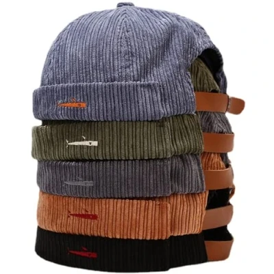 Immagine di Faringoto Skullies &amp; Berretti Docker Hat Uomini Trawler Pescatore Beanie Brimless Cap Rolled Cuff Retro Sailor Cap, blu+nero+cammello+verde esercito+grigio, Taglia unica