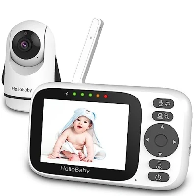 Immagine di HelloBaby Baby Monitor Neonato con 355Rotazione Telecamera Visione Notturna, Videocamera Schermo da 3.2 &#039;&#039;, Neonati Video e Audio, Temperatura Allarme, Supporto di 8 Lingue