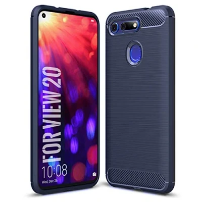Immagine di SCL Cover per Honor View 20, Effetto Spazzolato in Fibra di Carbonio, Anti Impronta, Resistente all&#039;Usura e ai Graffi，Paraurti collisione Blu