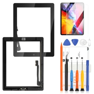Immagine di LADYSON Touchscreen Digitizer per iPad 3 3rd Gen A1416 A1430 A1403 9.7&quot; Schermo LCD Touch Screen Sostituzione Kit con Home Buttone Strumenti(Nero,Non Display)
