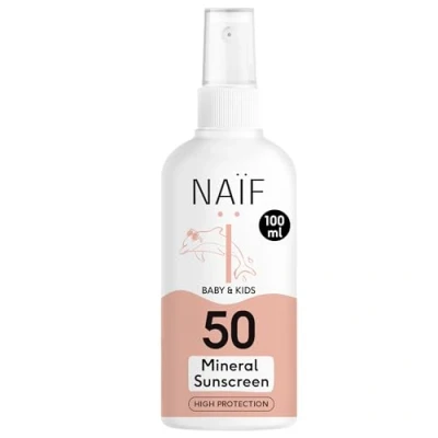 Immagine di Naïf Crema solare minerale Spray per Neonati e Bambini Protezione elevata Resistente all&#039;acqua Vegano SPF50 175ml