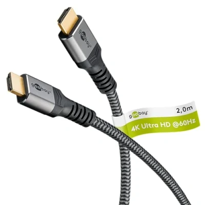Immagine di goobay 64994 Cavo HDMI High Speed con Ethernet 2.0 / risoluzioni UHD fino a 4k @ 50/60 Prolunga per PS5, Xbox, Apple TV prese dorate evitano la corrosione/grigio 2m
