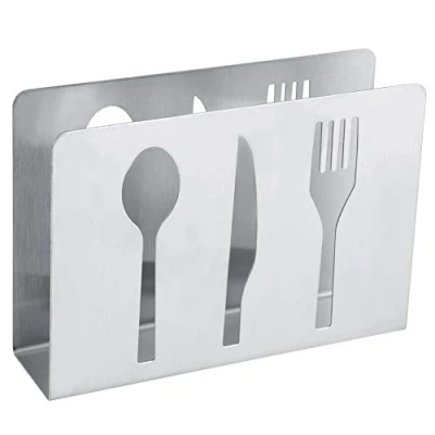 Immagine di Portatovaglioli in Acciaio Inossidabile, Porta Tovaglioli da Tavola Verticale, Argento moderno Decor, per Cucina ristorante bar All&#039;aperto