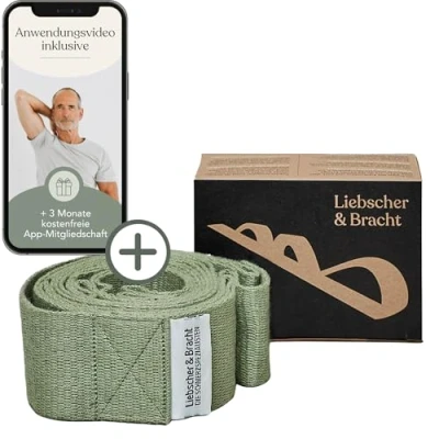 Immagine di Liebscher &amp; Bracht Tracolla originale Cinghia elastica con passanti per una facile pratica in caso di dolori alle spalle Fascia 100% cotone esercizi nell&#039;app Made Germany