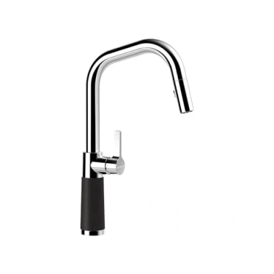 Immagine di SCHOCK Rubinetto da cucina SC 530 Dusk grigio ad alta pressione CRISTADUR con tubo flessibile estraibile e connettori standard