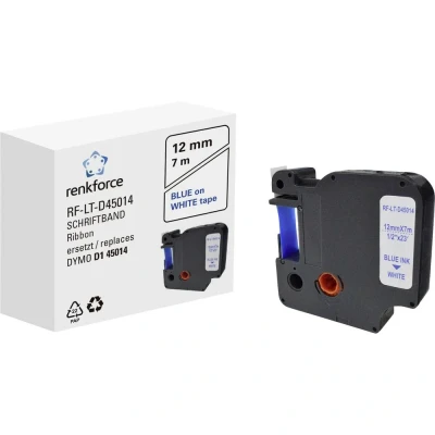 Immagine di Cassetta nastro Renkforce RF LT D45014 Compatibile sostituisce DYMO D1 45014 12 mm Colore Nastro: Bianco carattere: Blu 7 m