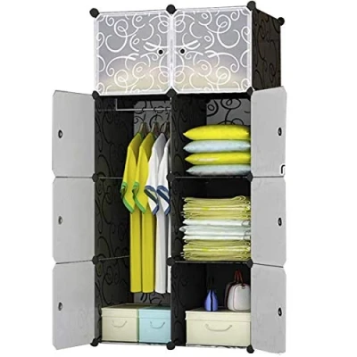 Immagine di BRIAN &amp; DANY Armadio Modulare con 8 Cubi, Scaffale Componibile Ante, Guardaroba Organizzatore Economico, Strutture per Cabine in Plastica, 74 x 47 185 cm