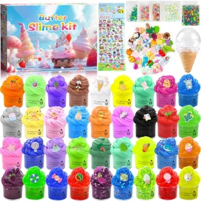 Immagine di ZHHGOO Fluffy Butter Slime Set, 36 colori Set,Putty Giocattoli,Crystal per Bambini,DIY Morbido ed Elasticizzato Bambine e Bambini Regalo