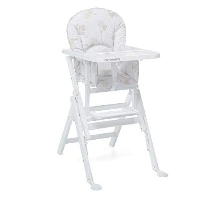 Immagine di Foppapedretti Seggiolone IlSediolone, Made in Italy, per bambini, Chiudibile con Struttura Legno Massiccio Posizionabile a 2 Altezze, Savanzalino Ribaltabile, Schienale Regolabile, Bianco