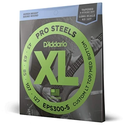 Immagine di D&#039;Addario EPS300 5 ProSteels Corde per basso a corde, scalatura leggera custom, 43 127, scala lunga
