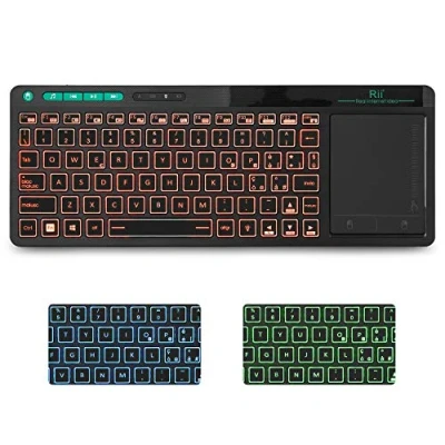 Immagine di Rii Mini i18+ Wireless (Layout Italiano) Tastiera retroilluminata con Mouse touchpad Multi Touch per Smart TV, PC, HTPC, Console, Computer