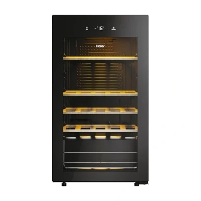 Immagine di Haier HWS34GGH1 Climatizzatore per vino serie 50 3, 34 bottiglie, WiFi e app hon, 1 zona, compressore a bassa vibrazione, porta in vetro resistente ai raggi UV, 4 ripiani legno, illuminazione