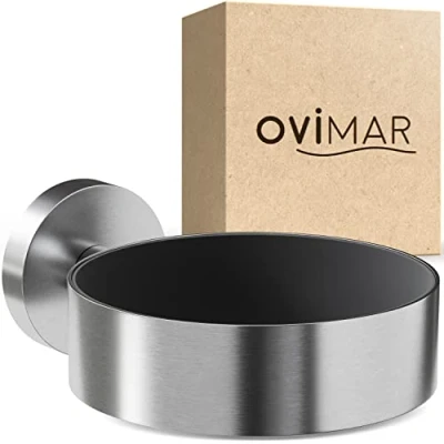 Immagine di ovimar Porta asciugacapelli Ronne Acciaio Inox Argento con Fissaggio a Parete per Foratura Imbottitura in Bagno