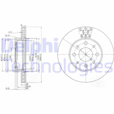 Immagine di DELPHI BG3425 Disco freno 240 20 4 ventilato Oleato non trattato senza cuscinetto ruota, anello sensore ABS FIAT: Palio I Hatchback