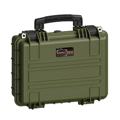 Immagine di Explorer Cases Valigetta portaoggetti outdoor 3815HL.G green with pick &amp; pluck foam (L x A P) 38 27 16 cm Verde oliva
