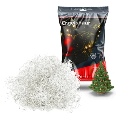 Immagine di Capelli d&#039;angelo ricci 15 g di orpelli d&#039;argento per la decorazione dell&#039;Avvento Natale (argento)