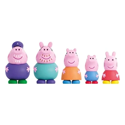 Immagine di Peppa Pig Set di 5 statuette da bagno Giocattoli d&#039;acqua e Include mamma, papa, nonno, George (DeQube 919D00048)
