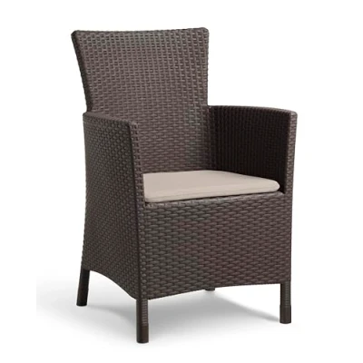 Immagine di Keter Iowa Poltrona da Esterno e Interno con Cuscino Incluso, Marrone, 62 x 60 89 cm