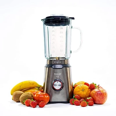 Immagine di ECODE Frullatore Da Tavolo Titanblade Evolution ECO 470, Bicchiere in Vetro 1890 ml, Termostatico, Lame Titanio, Dosatore 40 Bronzo Cromato