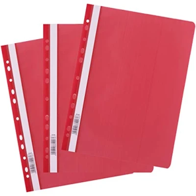 Immagine di D.RECT Confezione da 25 cartelle portadocumenti A4 con perforazione in plastica copertina frontale trasparente, raccoglitore a fogli mobili pellicola di PP, perforato, europea,