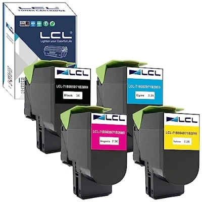 Immagine di LCL Cartucce di Toner 71B0010 71B0020 71B0030 71B0040 71B20K0 71B20C0 71B20M0 71B20Y0 CS317 CS317dn CX317 CX317dn CS417 CS417dn CX417 CX417de CS517 CS517de CX517 CX517de (KCMY) Compatibile con Lexmark