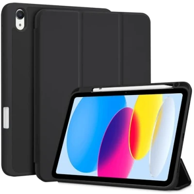 Immagine di ProCase Cover iPad 10 Generazione 10,9 Pollici con Portapenna, Custodia 2022 (A2696 A2757 A2777) Auto Svegliati/Sonno Nero