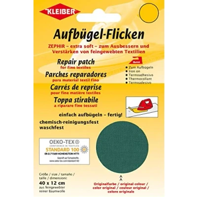 Immagine di Kleiber Toppa per riparazioni termoadesiva in Cotone 40 x 12 cm Tessuti a Maglia fine, Verde