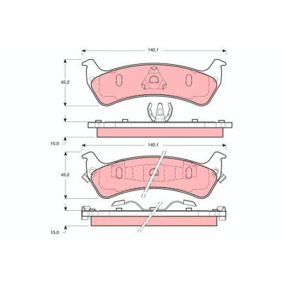 Immagine di TRW GDB1238 Kit pastiglie freno con segnalatore acustico usura JEEP: Grand Cherokee I