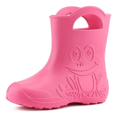 Immagine di Ladeheid Stivali Bambino e Bambina in Gomma Comodi Pioggia con Motivo a Rana LA CA 01 (Rosa, 30/31 EU)