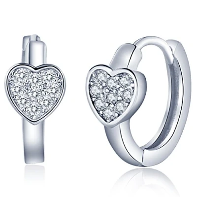 Immagine di Infinite U Classic cuori in Argento Sterling 925,Earbob orecchini a cerchio con zirconi per donna/ragazza, colore: