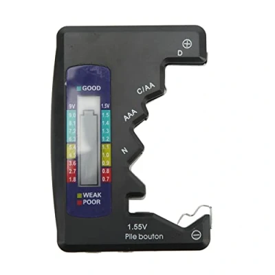 Immagine di Yctze Tester Digitale per Indicatore di capacità della Batteria con Display LCD Batterie a Bottone D C AA AAA N 1,5 V (nera)