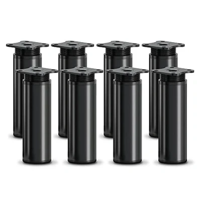 Immagine di sossai® Gambe per mobili MFR1 set di 8 regolabili in altezza Altezza: 120 mm (+20mm) Design: Nero Opaco Forma rotonda: 40 x Viti inclusi