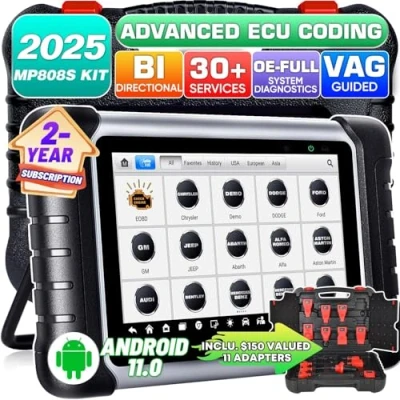 Immagine di Autel MaxiPRO MP808S KIT: 2024 Codifica ECU Avanzata, Bidirezionale Completo, 11 Adattatori 150, SUPERIORE di MP808K DS808K, Uguale a MS906 Pro MK906 Pro, Android 4G+64G, Prova Attiva 30+ Servizio