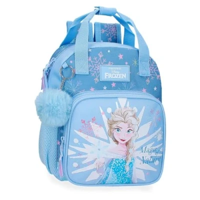 Immagine di Disney Frozen Magic Ice Zaino per bambini, blu, realizzato in poliestere, spallacci regolabili un comodo trasporto, vari scomparti, con portachiavi pompon prescolare