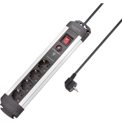 Immagine di Sygonix SY 4755610 Multipresa con protezione da sovratensioni Argento, Nero Schuko 1 pz.