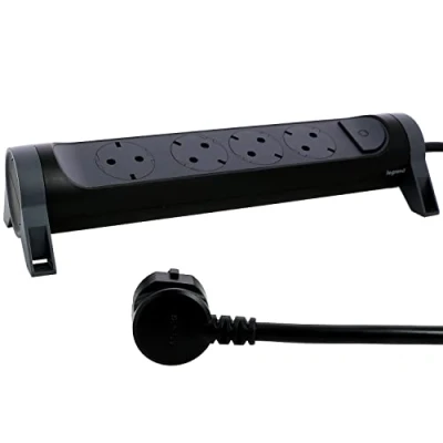 Immagine di Legrand 694530 presa multipla con interruttore, 4 prese, cavo da 1,5 m, colore: nero/grigio scuro