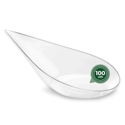 Immagine di HORECA COLLECTION 100 pezzi Cucchiaio Catering Lacrima Finger Food 10, 1 x 5 cm Colore Trasparente in Plastica Riciclabile Special Catering, Eventi, Coperchi, Degustazione, Truck e Feste