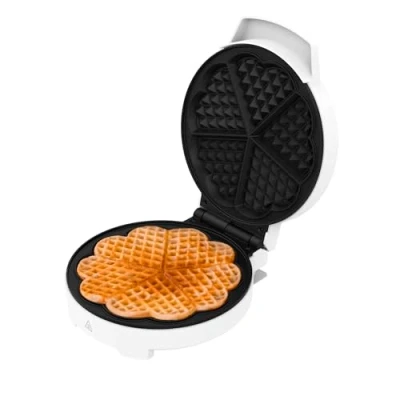 Immagine di Cecotec Macchina per Waffle Elettrica Fun Gofrestone Round. 1000 W, Finiture in Acciaio Inox, 1 5 Waffle, Forma a Cuore o Grande, Piastra Antiaderente, Cottura Uniforme, Indicatore Luminoso.