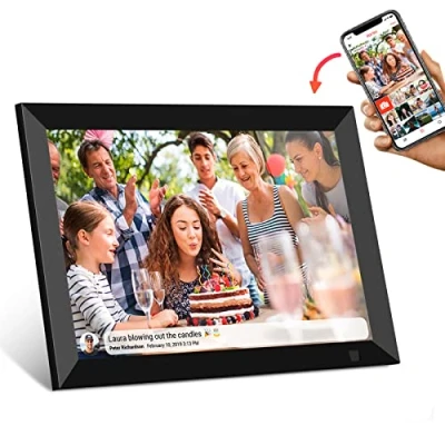 Immagine di Cytem Cornice digitale da 10,1 pollici, Wi Fi con software FrameO, 32 GB, sensore di movimento, rotazione automatica dell&#039;immagine, display IPS 16:10, 1280 x 800, touch screen nero