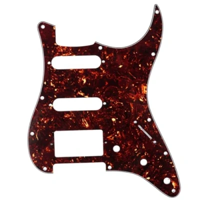 Immagine di Musiclily SSH 11 Fori Strat Battipenna Chitarra Pickguard per Fender USA/Messico Stratocaster Standard Stile Moderno,4 strati Tartarugato