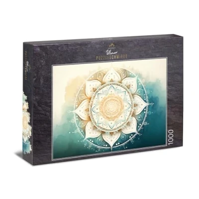 Immagine di Ulmer Puzzleschmiede Puzzle a mandala ad acquerello, 1000 pezzi Fine bianco come in stile acqua dolce di alta qualità Made Germany