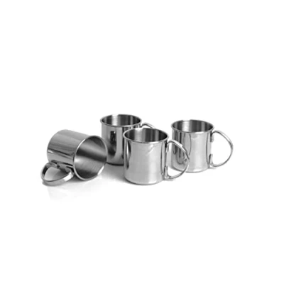 Immagine di ECHTWERK Set di 4 bicchieri in rame infrangibili acciaio inox Ideali per gin, vodka, birra e bevande fredde Confezione regalo Edizione argento 480 ml