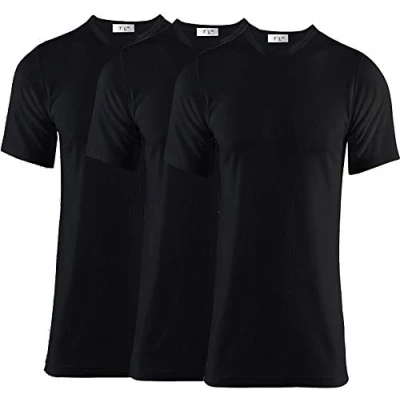 Immagine di Thread Linens Confezione da 3 magliette termiche uomo, scaldacorpo intimo termico taglie S XXL, Nero ,
