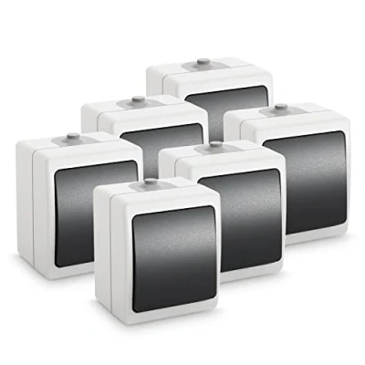 Immagine di ABSINA Commutatore in superficie per ambienti umidi 6x Interruttore a 1 g. IP54, 250V, 10A