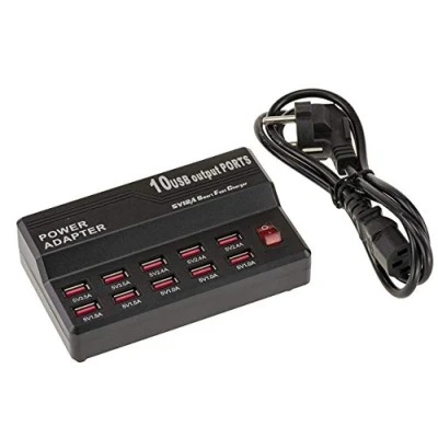 Immagine di KALEA INFORMATIQUE Stazione di ricarica industriale USB a 10 porte con uscite da 1,0A 3,5A. Potenza totale 60 W