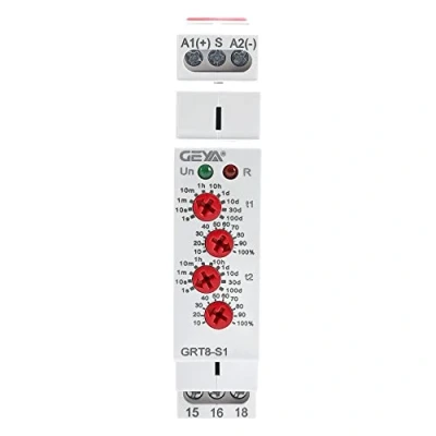 Immagine di GEYA Relè temporizzatore di ciclo asimmetrico 1SPDT 16A AC/DC12V 240V ritardo del timer ripetizione ciclatore su guida DIN modulare(GRT8 S1,AC/DC12V 240V)