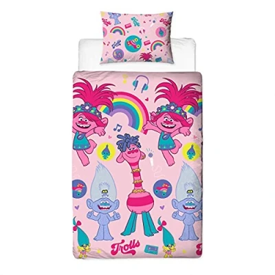 Immagine di Trolls 2 Set di biancheria da letto per bambini e federa, colore: Rosa