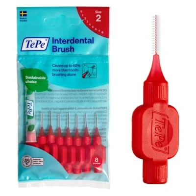 Immagine di Tepe Scovolini Interdentali Originali, Misura Iso 2 (Filo 0,5 Mm), Rosso, 8 Pezzi X Confezione